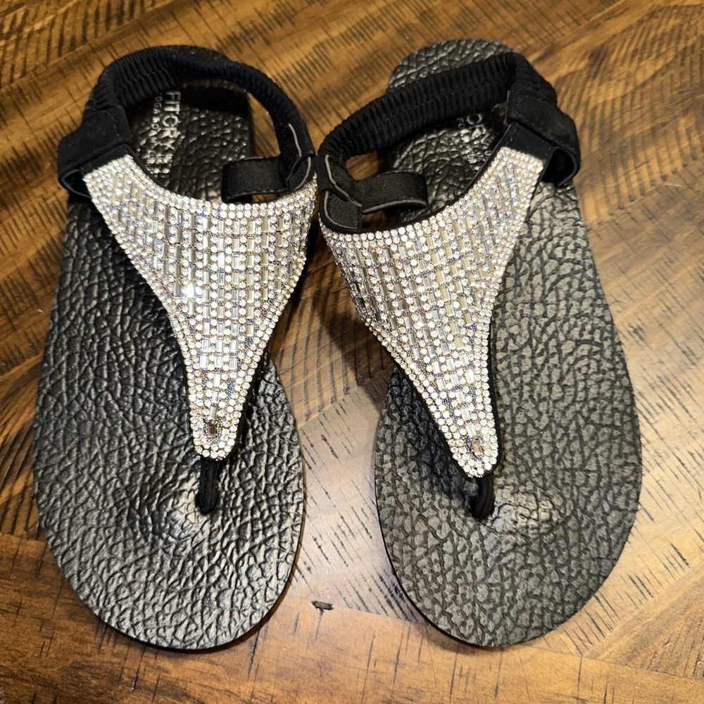 Womens Fitory Black Sandals Sequins & Bling Sz 6 New